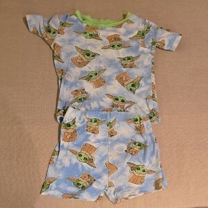 Star Wars Baby Yoda Short Sleeve Pajama Set - Blue & Green